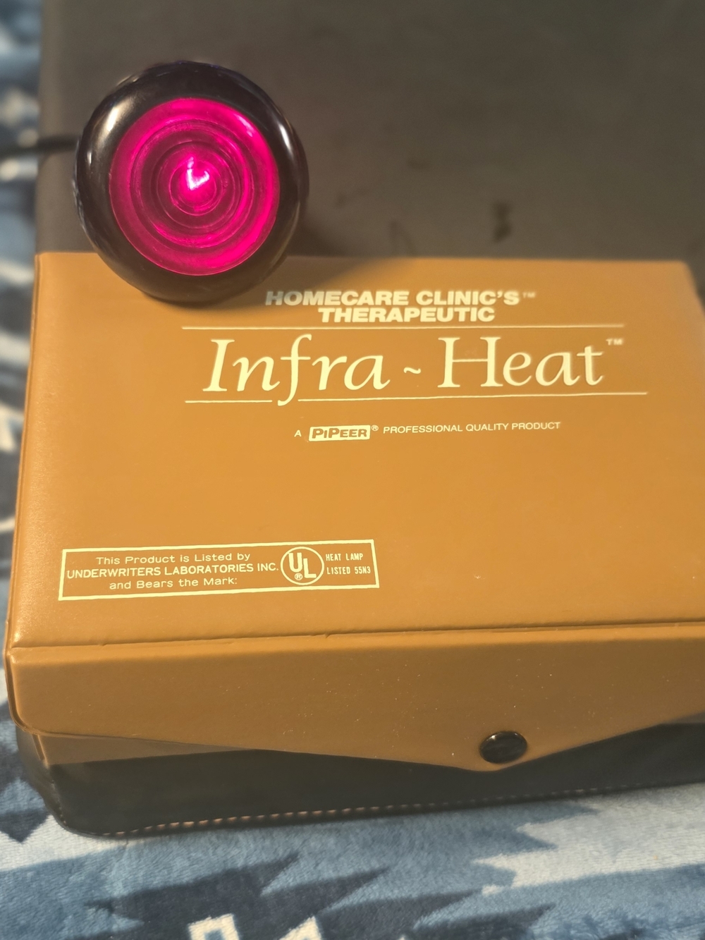 Piper Infra-Heat Lamp in Brown with Pink Bulb